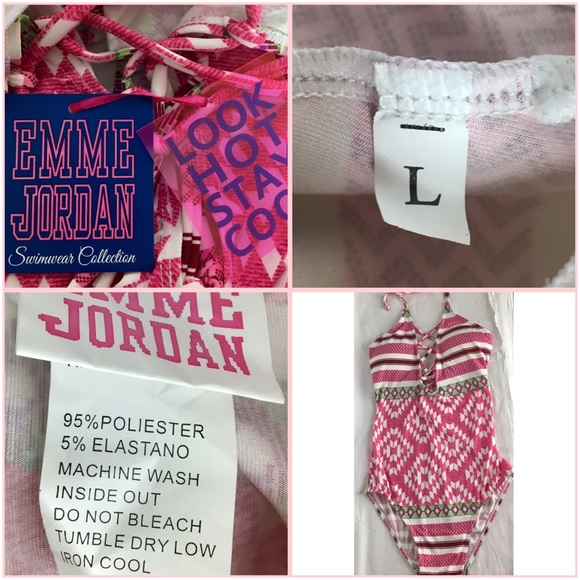 🛍Emme Jordan 1-Piece Swim Suit, Sz L (juniors) - Picture 3 of 8